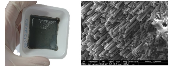 Geopolymer slurry and pull-out of carbon fibers in the composite material