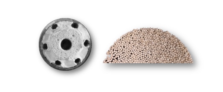 Loop Heat Pipe made with concentric porosity geopolymeric wicks and Composite sorbent based on geopolymer and zeolite