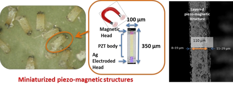 Miniaturized piezo-magnetic structures